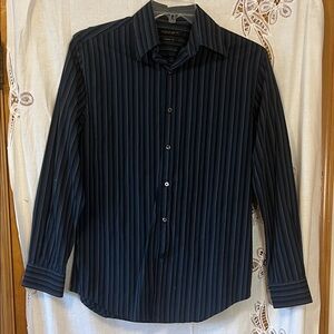 Axist Men's Small Dark Blue Pinstripe Button Down Dress Shirt
